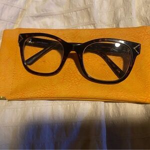 Tory Burch Tortoise Glasses with Bright Orange Case